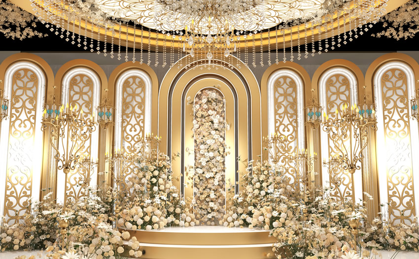 犍为香槟色调婚礼堂效果展示